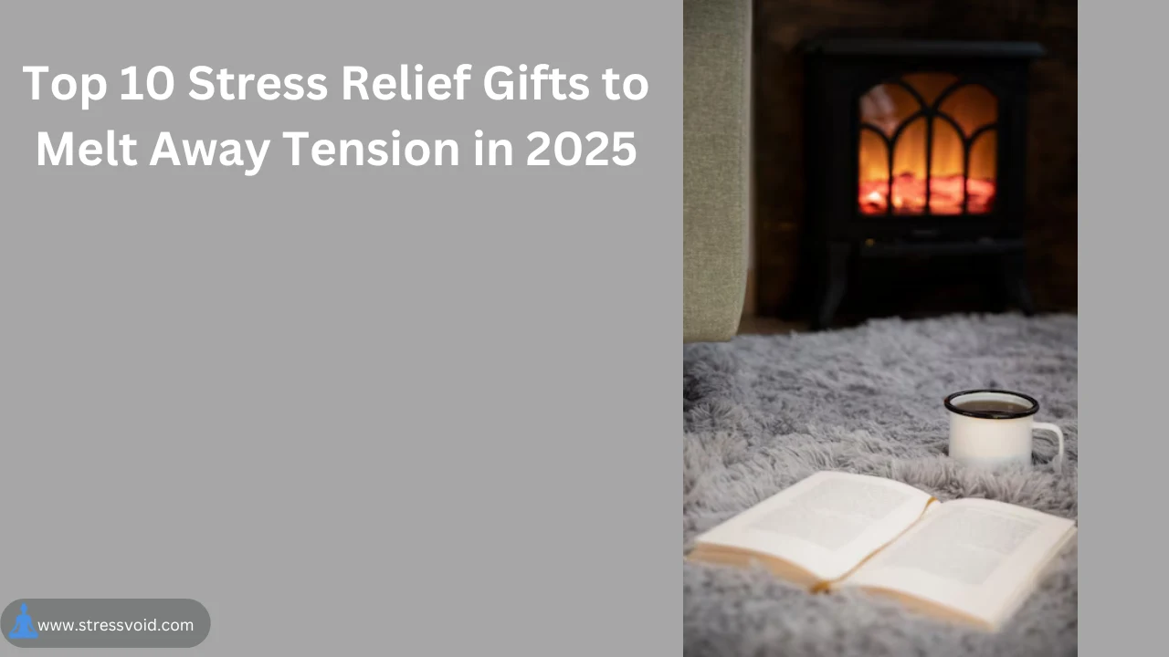 Cozy scene featuring top stress relief gifts for 2025, including a weighted blanket and diffuser.